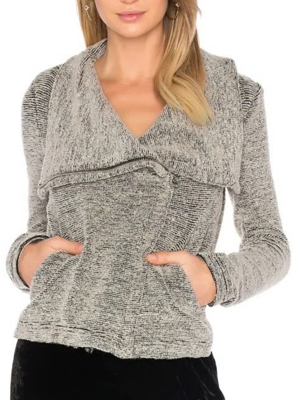 IRO Bessie Bouclé Moto Jacket Zip Funnel Collar